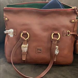 Dooney and Burke double strap tassel satchel